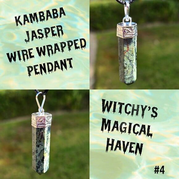 Kambaba Jasper Crystal Point Pendant - Picture 1 of 5